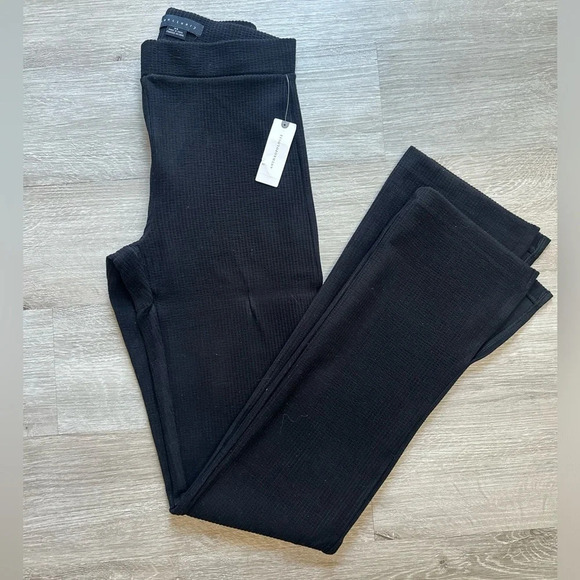Anthropologie Sanctuary Women's The Kicker Flared Leggings Ribbed Black, XS - Picture 2 of 4